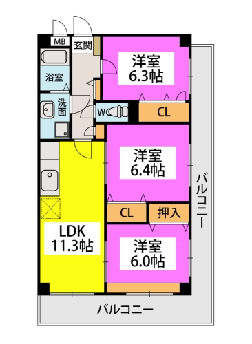 カーサ宮の前 / 601号室 間取り