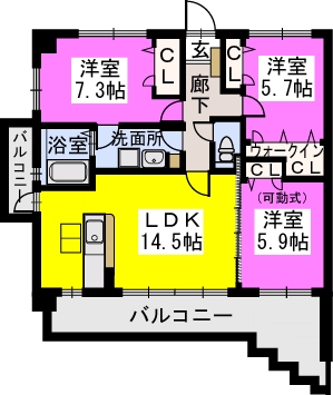 スルス門松Ⅱ / 306号室 間取り