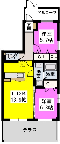 メゾンドロゼ / 101号室 間取り