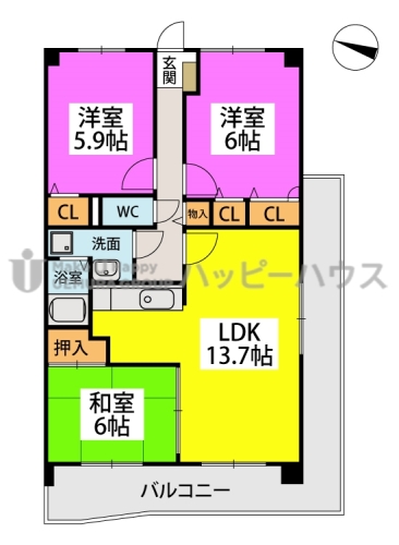 エンデバー武蔵 / 806号室 間取り