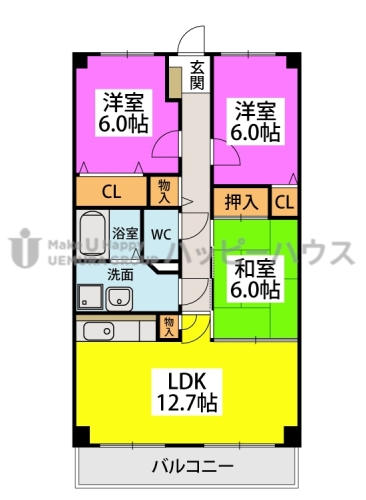 プルニア都府楼 / 702号室 間取り