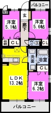 ＨＡＳＵＨＡ / 301号室 間取り