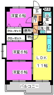 センチュリー中央 / 605号室 間取り