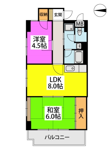 サンライズ荒木駅前 / 401号室 間取り