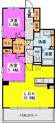 サニーコート津福 / 301号室 間取り