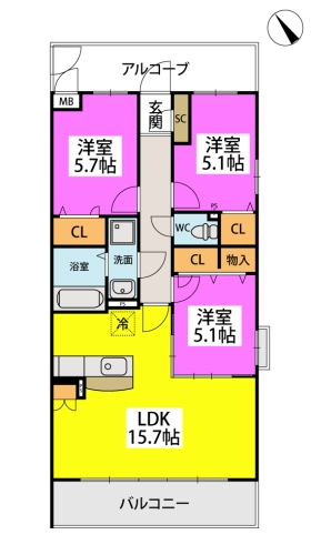 アルテハイム宮ノ陣Ⅱ / 301号室 間取り