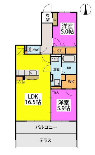 サニーコート山川 / 102号室 間取り