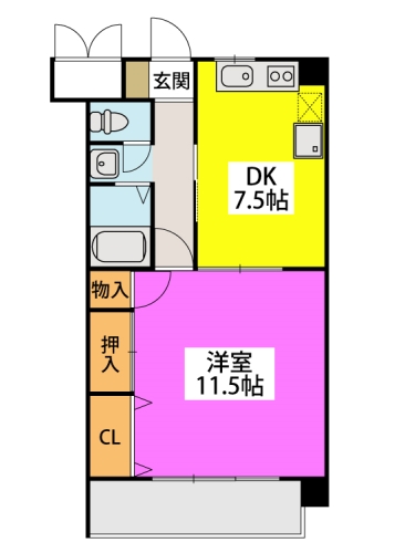 リバーサイド東櫛原 / 303号室 間取り