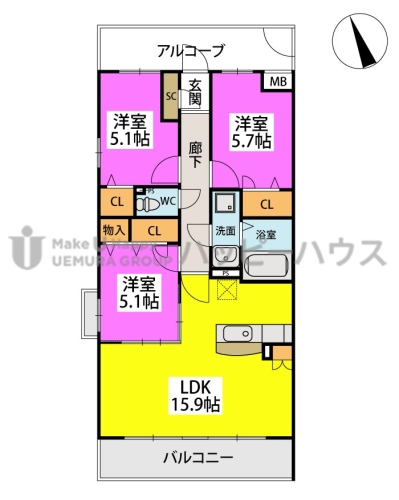 サクセス東櫛原 / 405号室 間取り