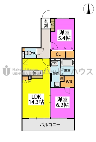 (仮称)プレアev塔原東３丁目 / 402号室 間取り