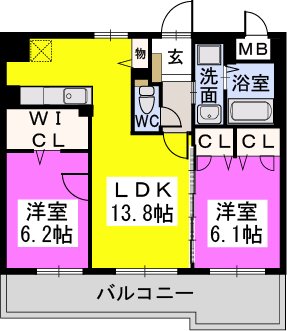 カーサ宮ノ前Ⅱ / 601号室 間取り