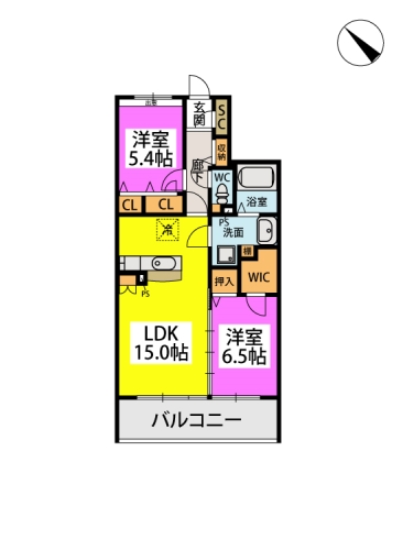 レーヴ永犬丸 / 302号室 間取り