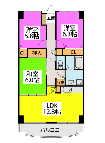 アーバンライフ折尾 / 802号室 間取り