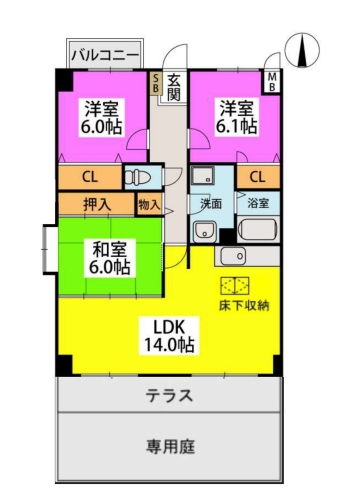 ルミエール姪浜 / 107号室 間取り