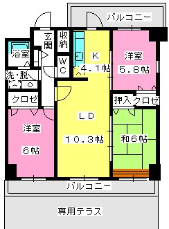 スプリングコート３ / 102号室 間取り