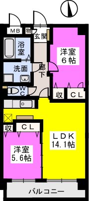 パインテール室見 / 402号室 間取り