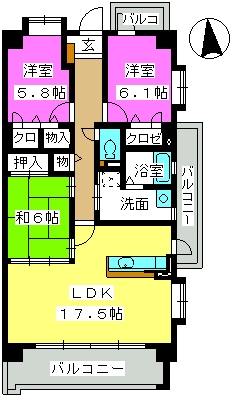 ソレアード姪浜 / 401号室 間取り