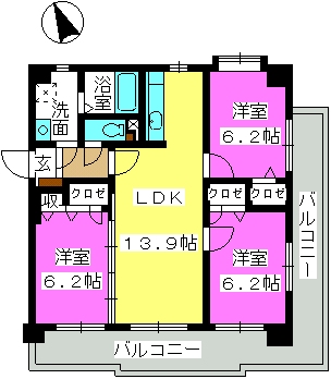 パラディ小田部 / 103号室 間取り