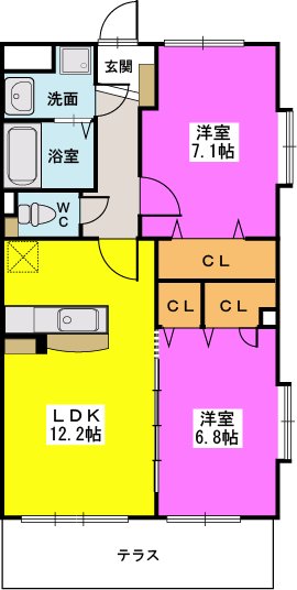 ソシア　ハイネスⅡ / 105号室 間取り