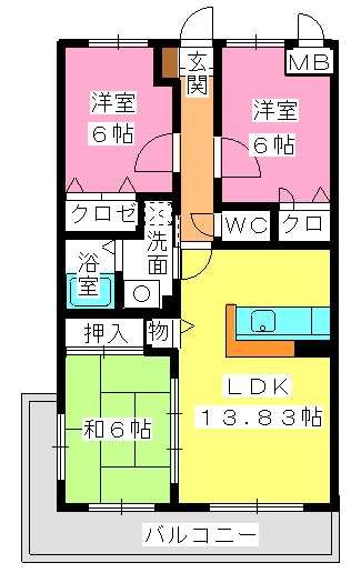 サニーサイド / 301号室 間取り