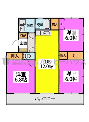 スクエアイン90′ / 401号室 間取り