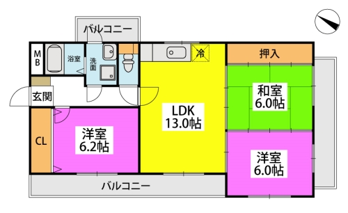 アークヒルズ三宅 / 301号室 間取り