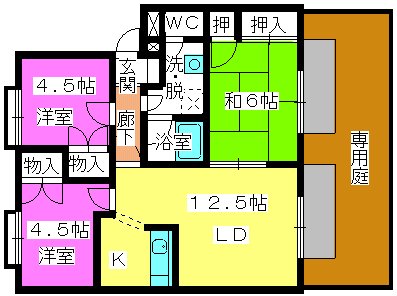 メロディハイツK / 102号室 間取り