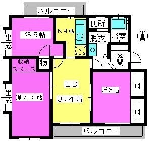 ビーウィズ的場 / 401号室 間取り