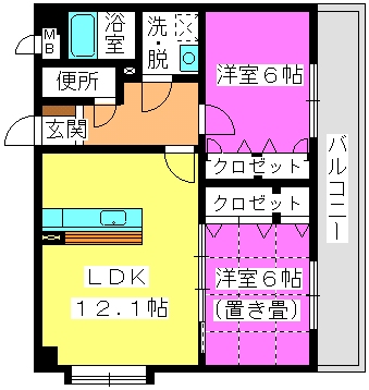 Flowery21 / 301号室 間取り