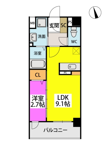 グラン　ソレイユ井尻駅前 / 102号室 間取り