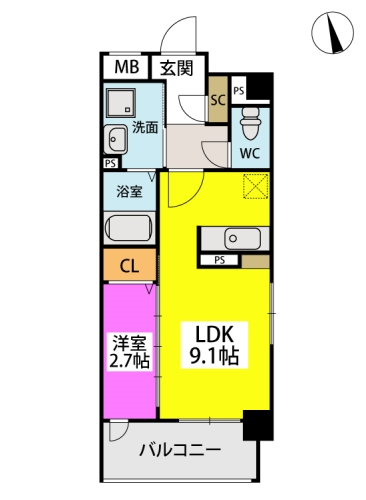 グラン　ソレイユ井尻駅前 / 103号室 間取り