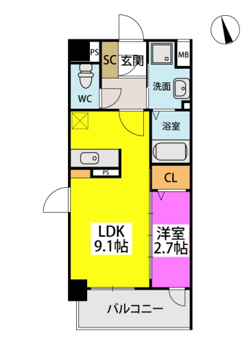 グラン　ソレイユ井尻駅前 / 301号室 間取り