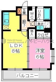 ヴィンテージ唐原 / 1-308号室 間取り