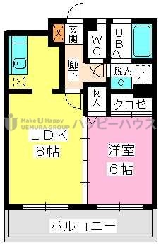 ヴィンテージ唐原 / 2-105号室 間取り