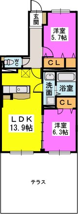 ベルクレール / 102号室 間取り