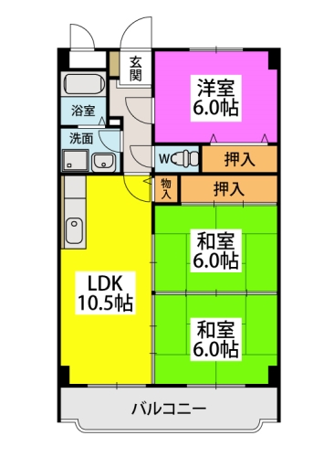 エクセレント塩浜Ⅱ / 202号室 間取り