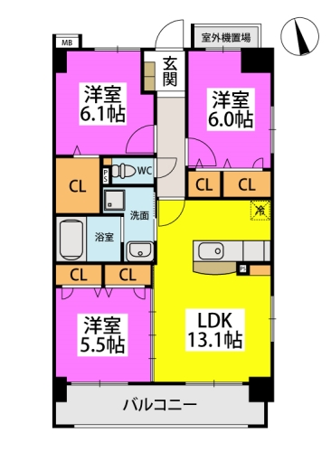 クロワール香椎 / 701号室 間取り