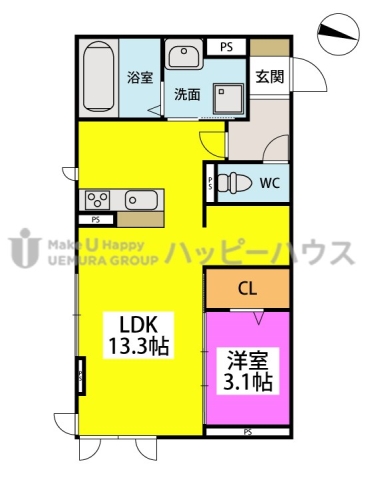 D-room和白東館 / 102号室 間取り