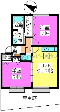 メロディーハイツ警弥郷 / 102号室 間取り