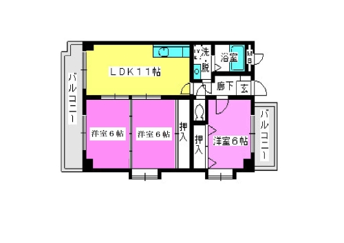 エントピア那珂川 / 305号室 間取り