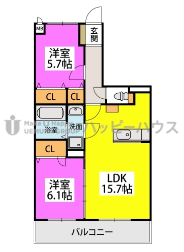 フローラ綾 / 206号室 間取り