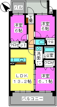 ファミーユ筑紫Ⅱ / 102号室 間取り