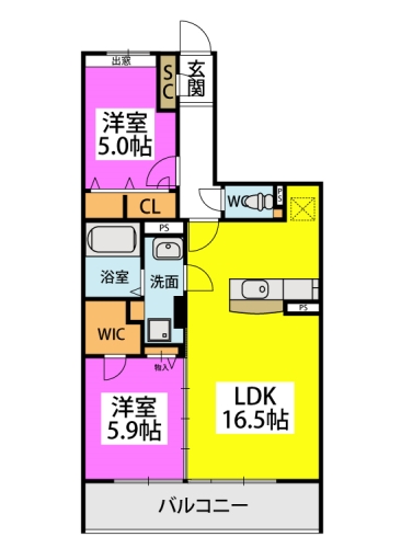 (仮称)プレアL河東 / B-302号室 間取り