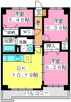 エル　ソレイユ友泉 / 601号室 間取り