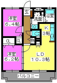 Ｗｉｎｄｙ　Ｈｉｌｌ / 1-203号室 間取り