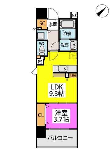 アンドルーツ駅東 / 406号室 間取り