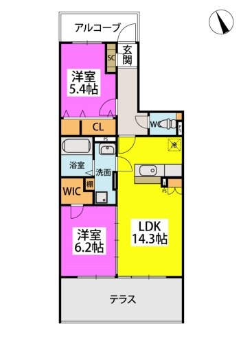 (仮称)プレアevL東油山２丁目 / 102号室 間取り