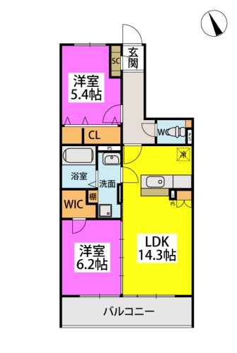 (仮称)プレアevL東油山２丁目 / 202号室 間取り